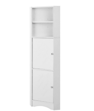 Hoek Badkamerkast met Open Vak en Verstelbare Plank – Wit