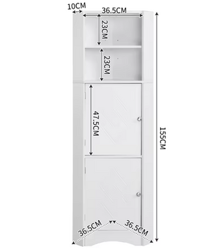 Hoek Badkamerkast met Open Vak en Verstelbare Plank – Wit