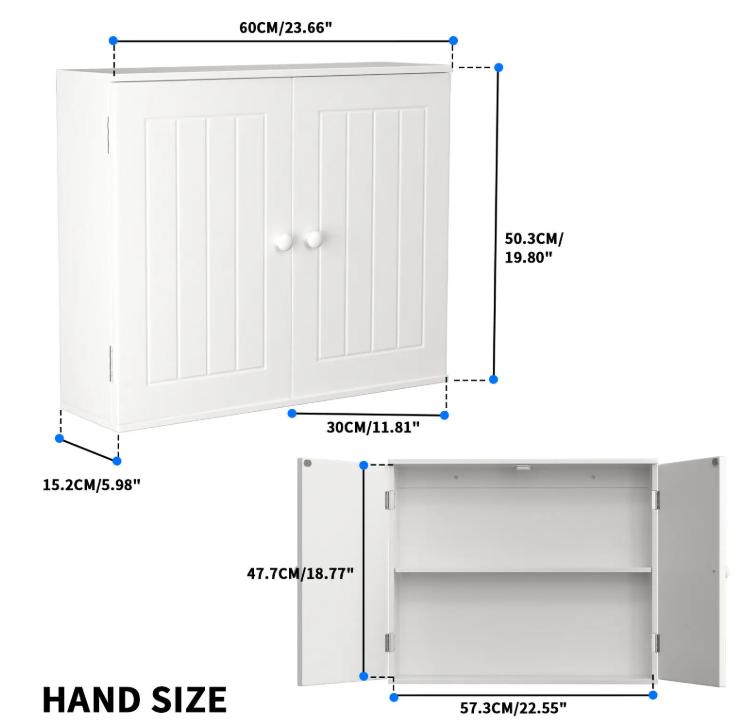 Badkamer Opbergkast met 2 Deuren – Wand- en Vloerstaand