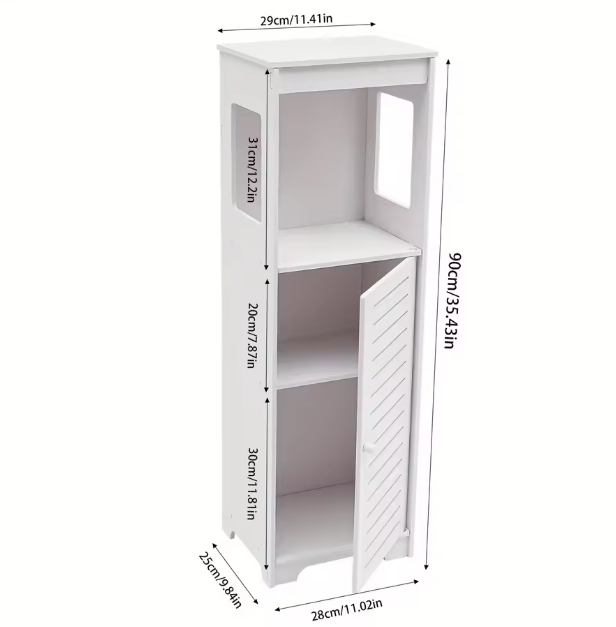 Kleine Vrijstaande Badkamerkast – Smal Opbergmeubel voor Toilet
