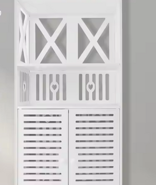 Vrijstaande Badkamerkast met Dubbele Deuren en Planken – Wit