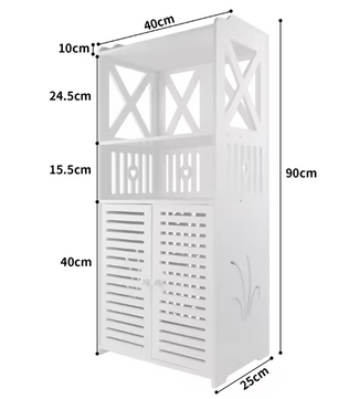 Vrijstaande Badkamerkast met Dubbele Deuren en Planken – Wit