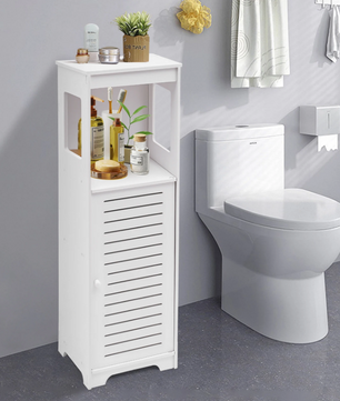 Smalle Badkameropbergkast met Deur – 3-Laags Vrijstaande Toiletkast