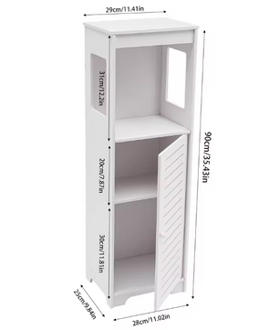 Smalle Badkameropbergkast met Deur – 3-Laags Vrijstaande Toiletkast