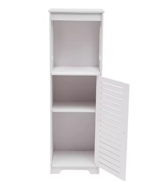 Smalle Badkameropbergkast met Deur – 3-Laags Vrijstaande Toiletkast