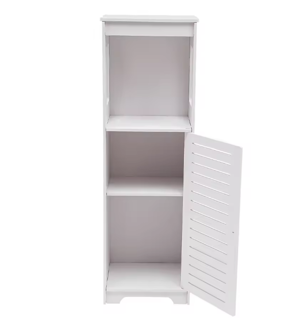 Smalle Badkameropbergkast met Deur – 3-Laags Vrijstaande Toiletkast