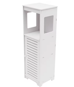 Smalle Badkameropbergkast met Deur – 3-Laags Vrijstaande Toiletkast