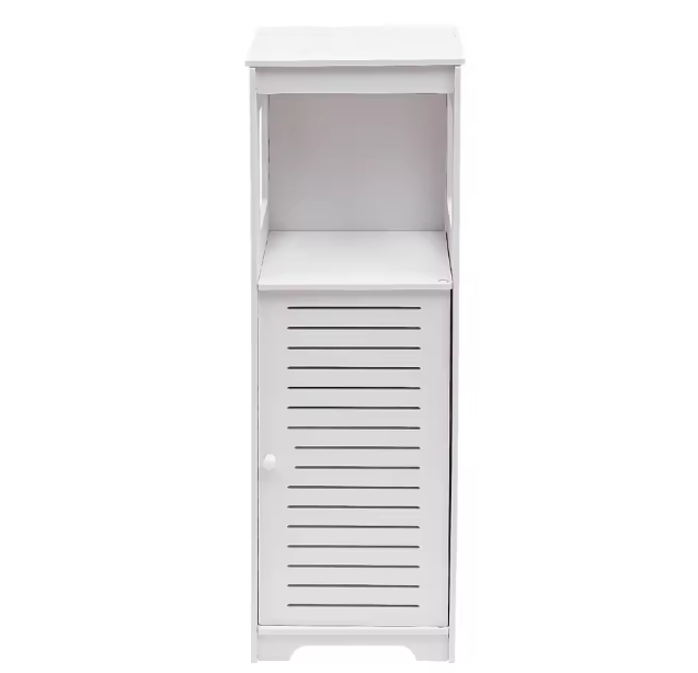 Smalle Badkameropbergkast met Deur – 3-Laags Vrijstaande Toiletkast