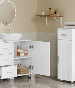 Vrijstaande Wastafelkast met Lades en Deur – Badkamerkast 70 cm