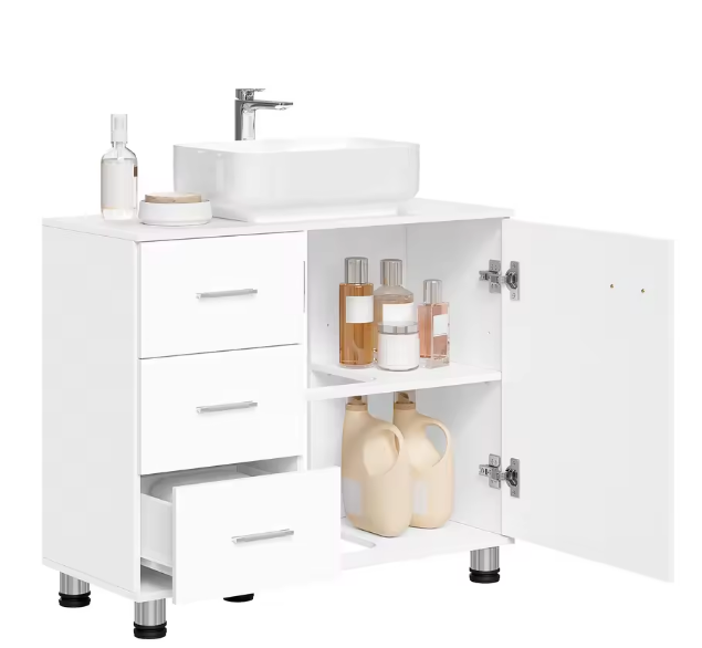 Vrijstaande Wastafelkast met Lades en Deur – Badkamerkast 70 cm