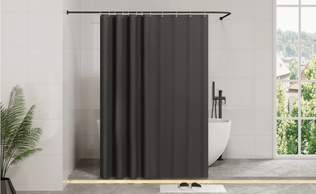 Donkergrijs Waterdicht Douchegordijn – Antischimmel en Wasbaar Badkamergordijn