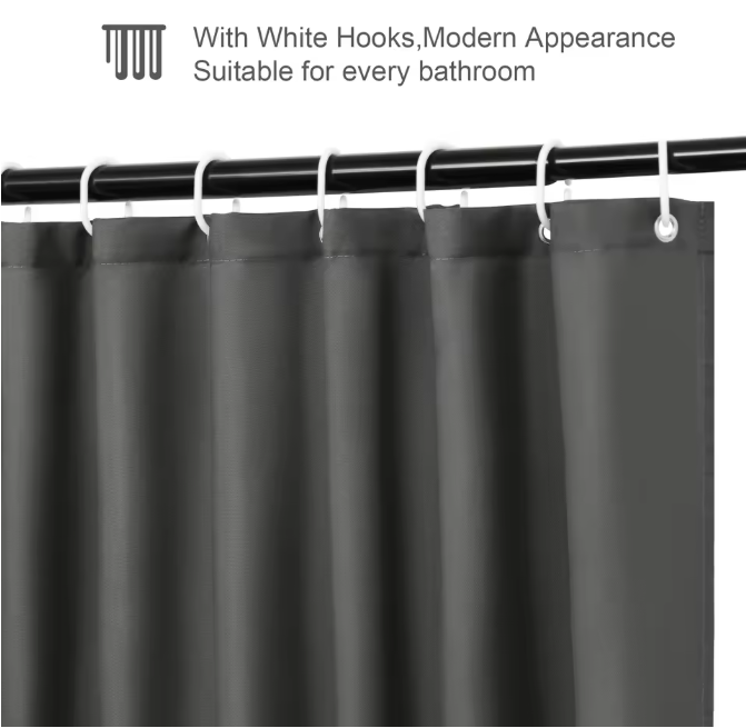 Donkergrijs Waterdicht Douchegordijn – Antischimmel en Wasbaar Badkamergordijn