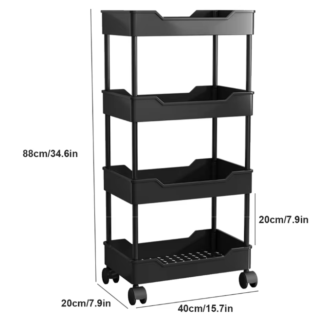 Mobiele Opbergwagen met Wielen – 3 of 4 Lagen Badkamer- en Keukenorganizer
