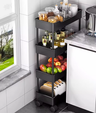 Mobiele Opbergwagen met Wielen – 3 of 4 Lagen Badkamer- en Keukenorganizer