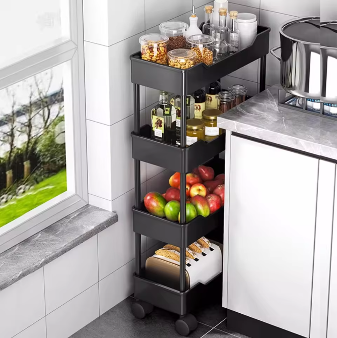 Mobiele Opbergwagen met Wielen – 3 of 4 Lagen Badkamer- en Keukenorganizer