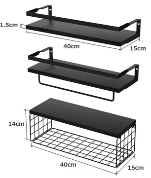 Zwevende Badkamerplank met Draadmand – Multifunctionele Wandplank voor Badkamer en Keuken