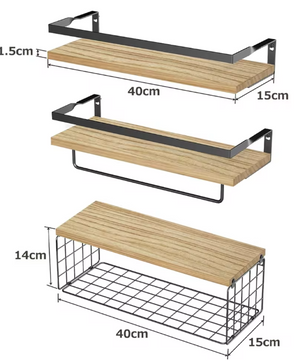 Zwevende Badkamerplank met Draadmand – Multifunctionele Wandplank voor Badkamer en Keuken