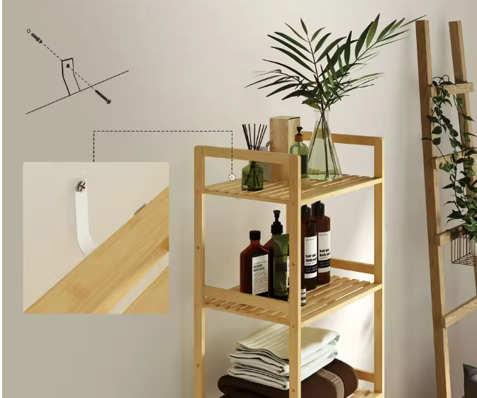 5-Laags Bamboe Badkamerrek – Vrijstaand Opbergrek met Verstelbare Planken