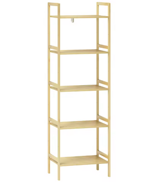 5-Laags Bamboe Badkamerrek – Vrijstaand Opbergrek met Verstelbare Planken