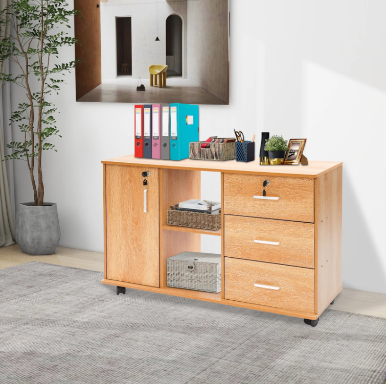 Mobiele Archiefkast met 3 Laden – Vergrendelbare Kantoorkast op Wielen