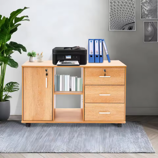 Mobiele Archiefkast met 3 Laden – Vergrendelbare Kantoorkast op Wielen