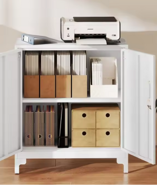 Witte Metalen Kantoorkast met Slot – 2-Laags Opbergkast