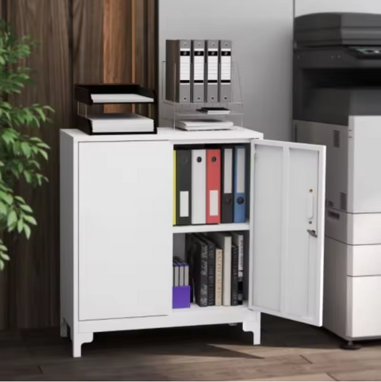 Metalen Kantoorkast met Slot – 2-Laags Opbergkast voor Kantoor