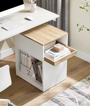 Mobiele Printertafel met Verborgen Wielen en Lade – Compact Kantoormeubel