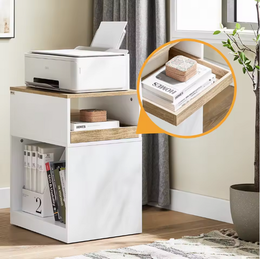 Mobiele Printertafel met Verborgen Wielen en Lade – Compact Kantoormeubel