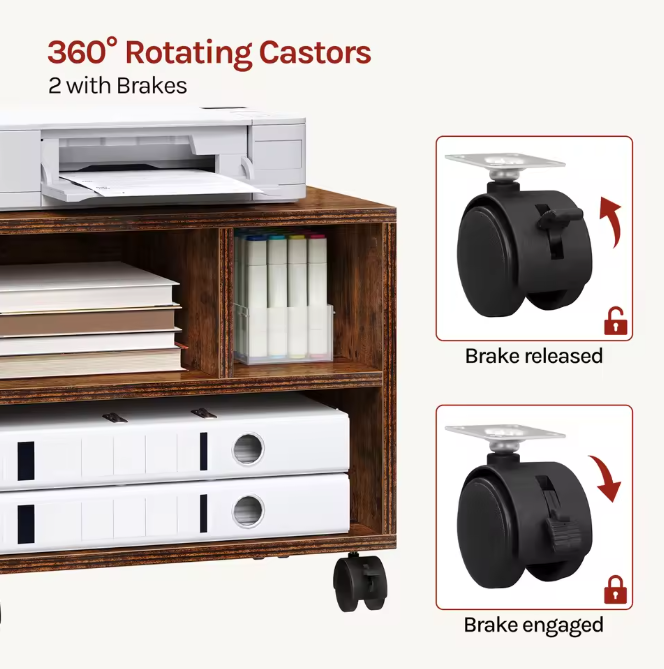 Mobiele Printerstandaard met Wielen – Compact Opbergrek voor Kantoor