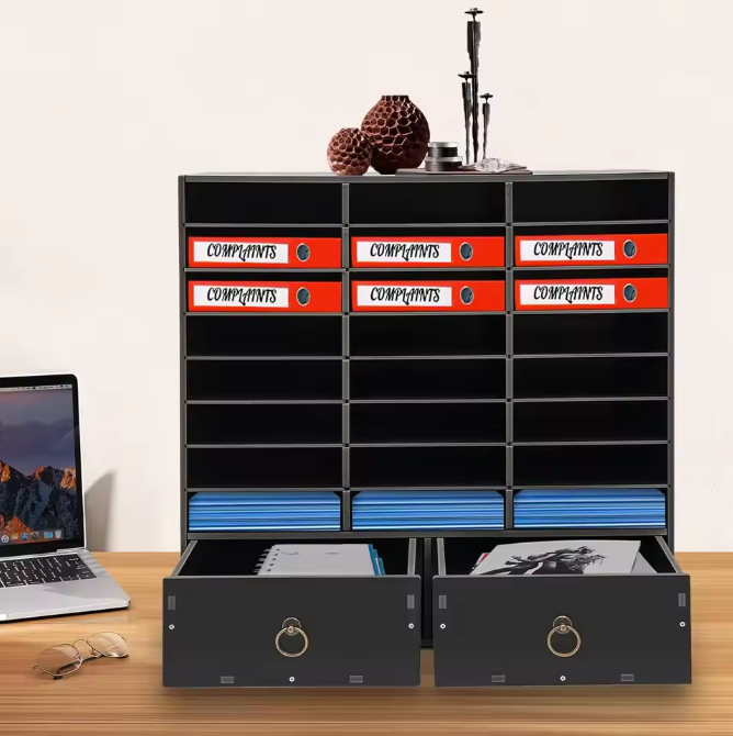 Literatuurorganisator met 24 Vakken en 2 Laden – Post- en Documentenkast