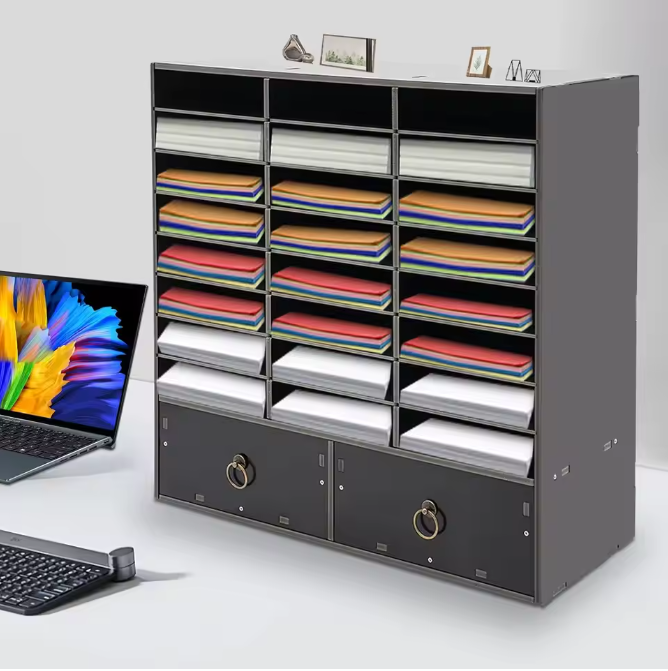 Literatuurorganisator met 24 Vakken en 2 Laden – Post- en Documentenkast
