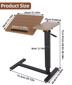 In Hoogte Verstelbare Overbedtafel met Wielen – Laptopbureau en Bijzettafel