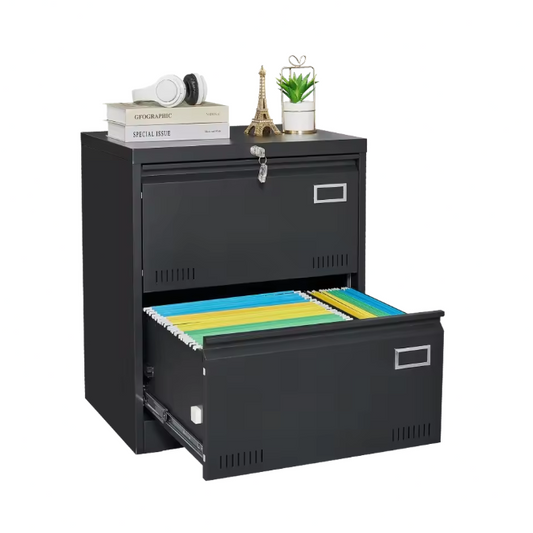 Metalen Zijarchiefkast met 2 Laden en Slot – Verticale Kantoorkast