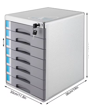 Desktop Archiefkast met 7 Laden en Slot – Aluminium Organizer