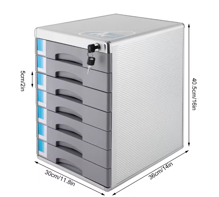 Desktop Archiefkast met 7 Laden en Slot – Aluminium Organizer