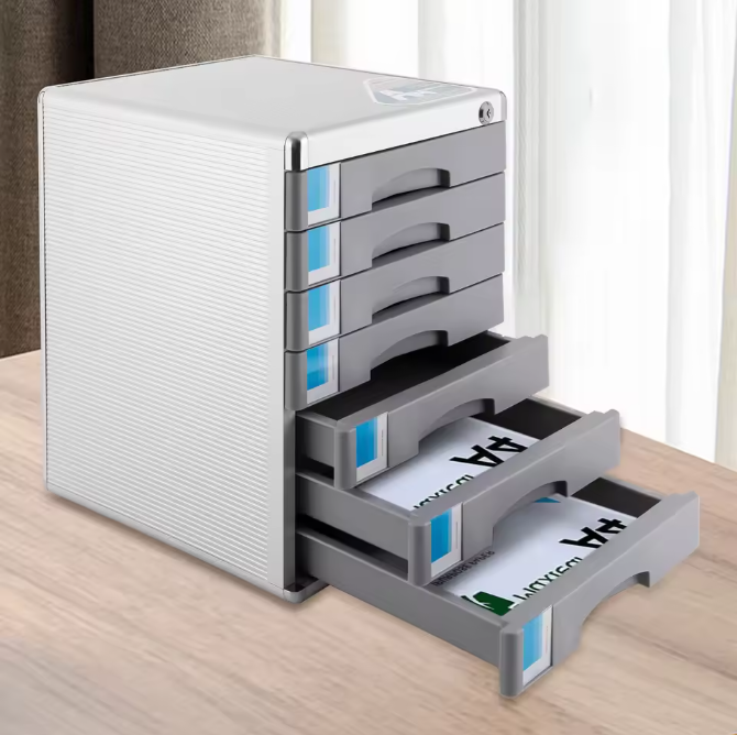 Desktop Archiefkast met 7 Laden en Slot – Aluminium Organizer