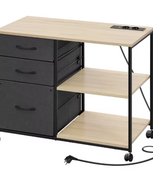 Archiefkast met Laadstation en Wielen – Printertafel met 3 Laden