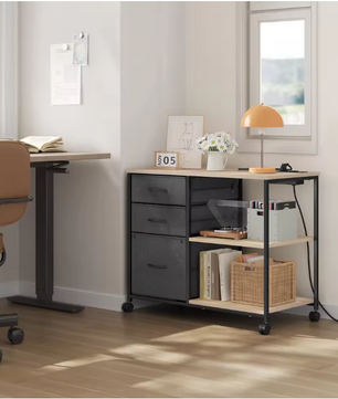 Archiefkast met Laadstation en Wielen – Printertafel met 3 Laden