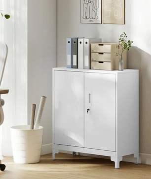 Metalen Kantoorkast met Slot en 2 Planken – Afsluitbare Opbergkast