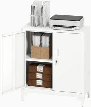 Metalen Kantoorkast met Slot en 2 Planken – Afsluitbare Opbergkast