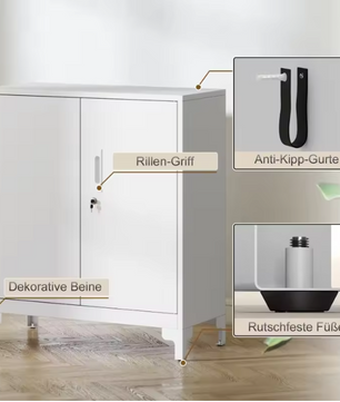 Metalen Kantoorkast met Slot en 2 Planken – Afsluitbare Opbergkast