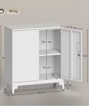 Metalen Kantoorkast met Slot en 2 Planken – Afsluitbare Opbergkast