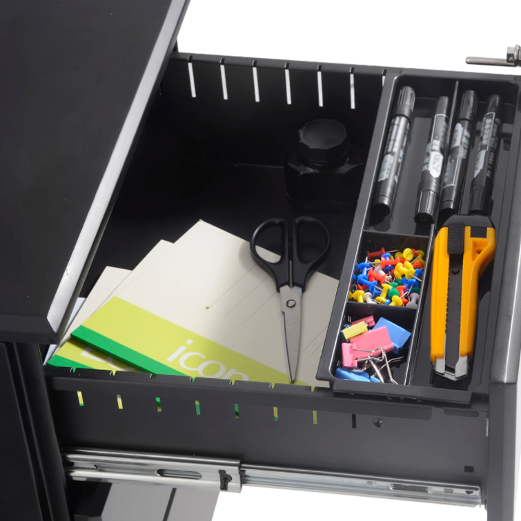 Metalen Mobiele Archiefkast met 3 Laden en Slot – Kantoorcontainer