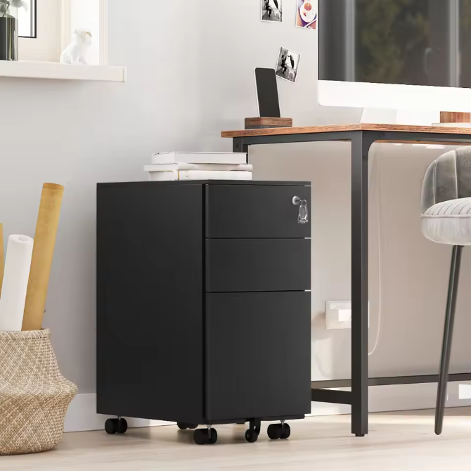 Mobiele Metalen Archiefkast met 3 Laden en Slot – Rolcontainer