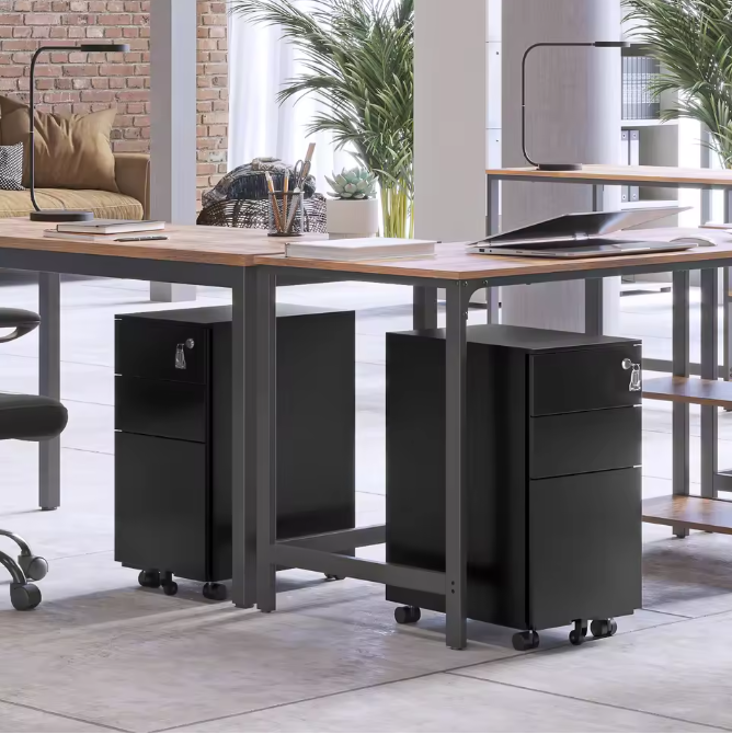 Mobiele Metalen Archiefkast met 3 Laden en Slot – Rolcontainer