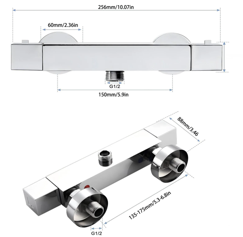 Thermostatische Douchekraan – 38°C Veiligheidsknop Messing Chroom