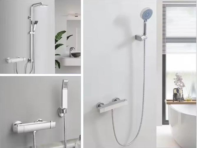 Thermostatische Douchekraan – 38°C Veiligheidsknop Messing Chroom