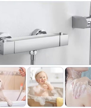 Thermostatische Douchekraan – 38°C Veiligheidsknop Messing Chroom