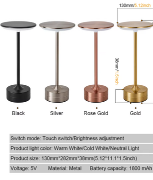 LED Tafellamp met Aanraaksensor – USB Oplaadbaar Kristallen Nachtlampje voor Slaapkamer, Restaurant en Bar